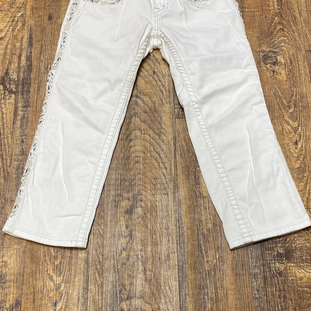 Miss Me‎ size 25 white capris Jeans with embroidery embellished pockets stretch - Picture 4 of 14